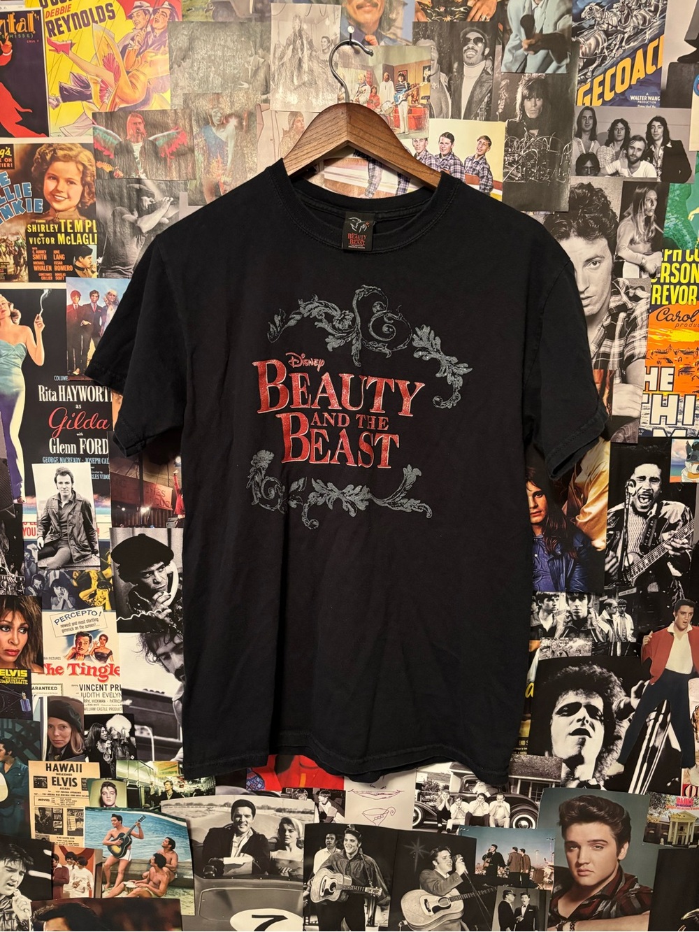 Disney Black Beauty and the Beast Graphic Tee with Red Print